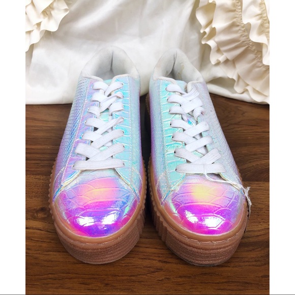 iridescent platform sneakers